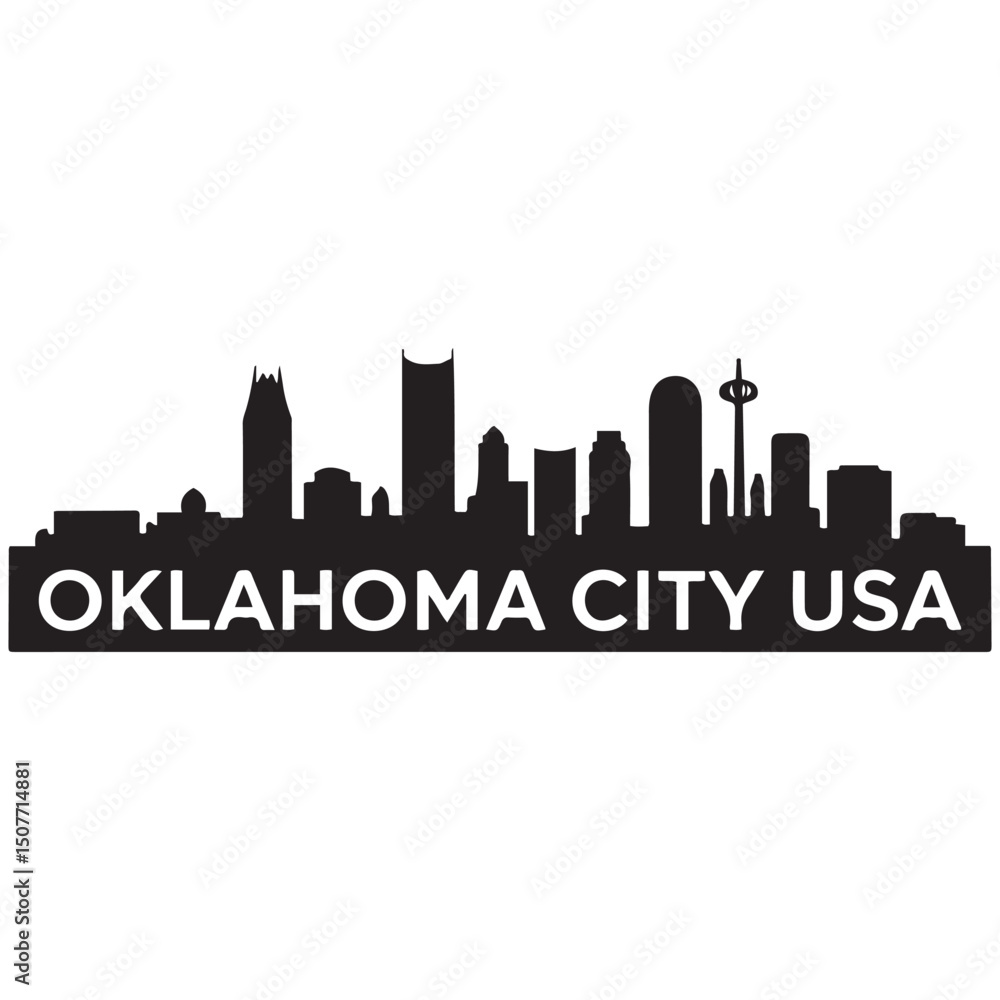 Fototapeta premium Oklahoma City skyline horizontal banner. Black Oklahoma City, USA. Vector template for your design. Vector black silhouette. with white background
