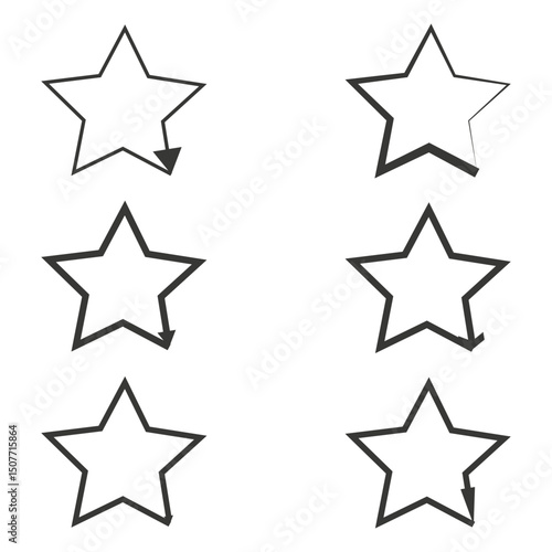 Outlined star icon. Arrow rotation shape. Vector navigation symbol. Simple black illustration.