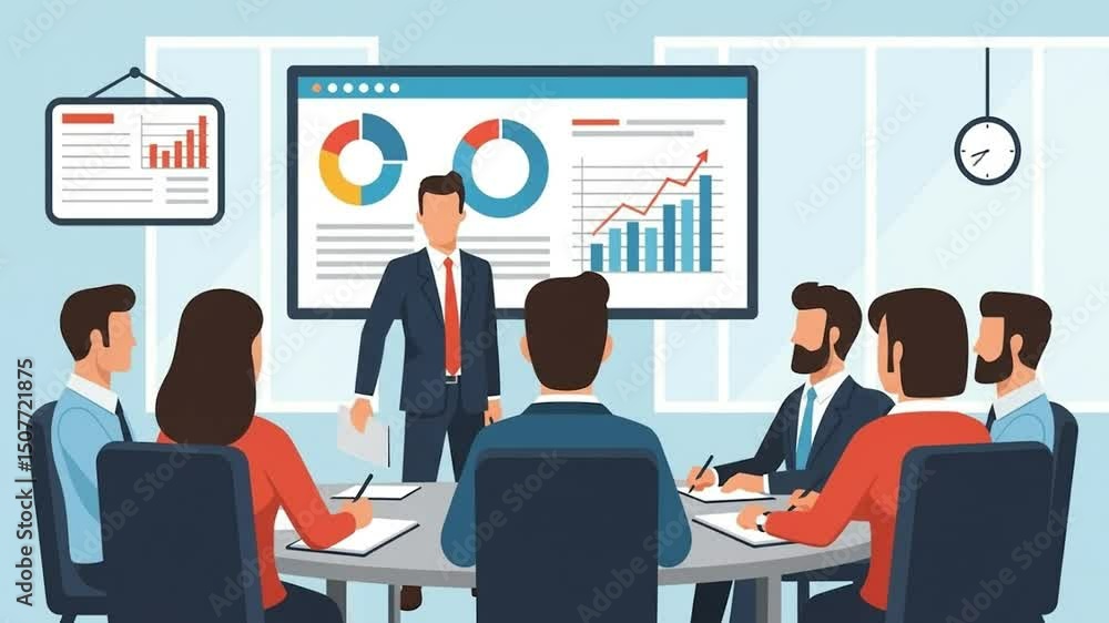 Business Meeting with Presentation of Charts and Data Growth Business Meeting with Presentation of Charts and Data Growth