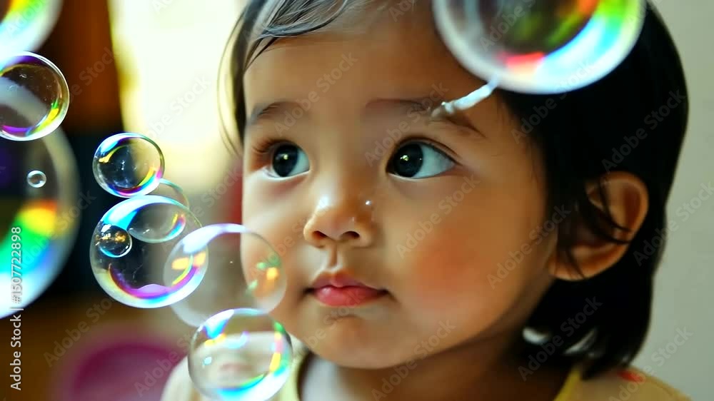 Child playing with bubbles Child playing with bubbles