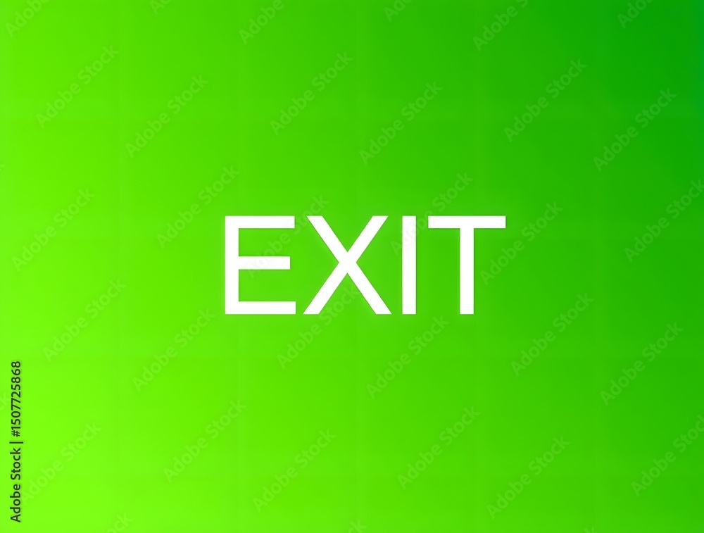 Obraz premium Bright Green Exit Sign Minimalist Graphic Design
