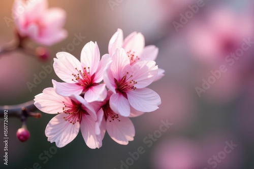 Delicate pink sakura blossoms, full bloom, soft petals , texture, illustration, floral pattern