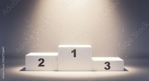 White winner podium with numbers isolated on white background