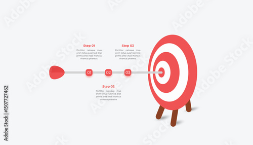 Business target infographic with 3 steps