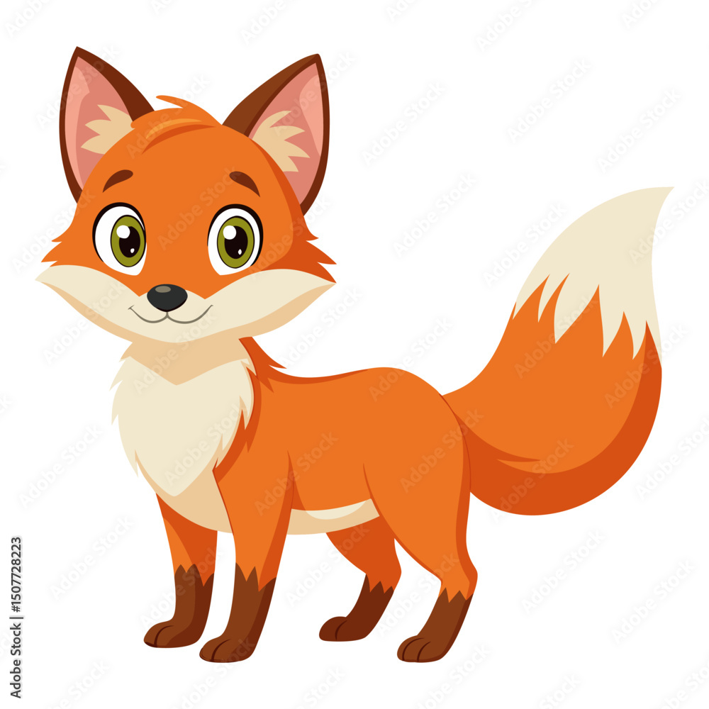 Cute cartoon fox isolated on white background. Side view. Vector illustration. Cute cartoon fox isolated on white background. Side view. Vector illustration.