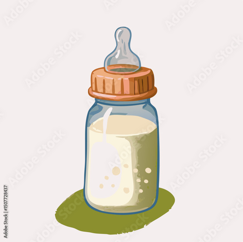 Baby Bottle with Milk - Infant Feeding Illustration