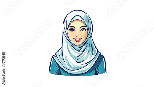 Minimalist Islamic Woman Wearing Hijab
