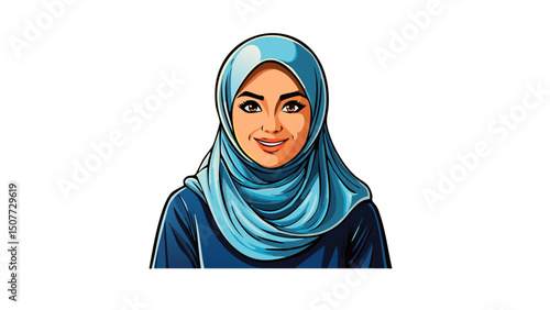 Clean Line Art of Muslim Woman in Hijab
