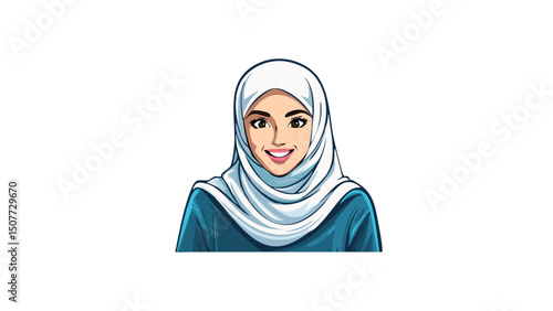 Elegant Minimalist Muslim Woman Hijab Illustration
