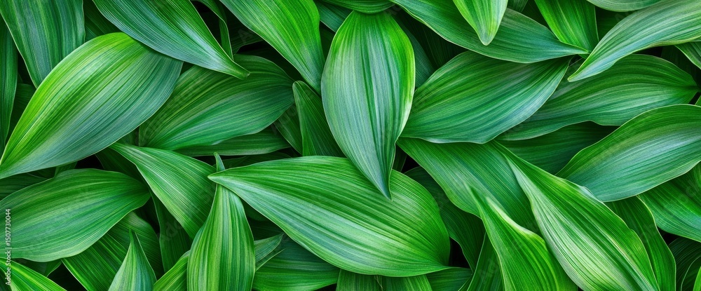 Fototapeta premium Lush Green Foliage Background Vibrant Texture of Overlapping Leaves