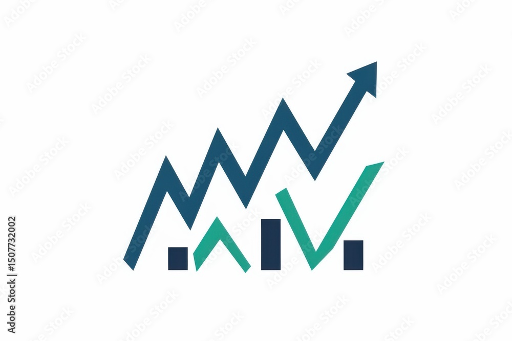 Sleek flat design logo showing a rising chart line with blue and green hues on a clean white backdrop. Sleek flat design logo showing a rising chart line with blue and green hues on a clean white backdrop.