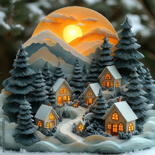 winter landscape with house