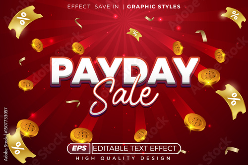 Editable 3d text effect payday sale