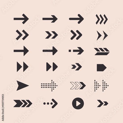 Arrow Icons Set – Vector Direction Symbols