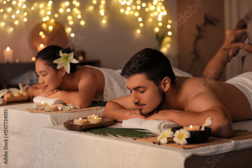 Young couple relaxing in da...
