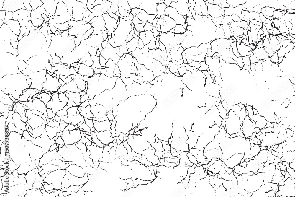 Black cracks covering white surface creating distressed texture background