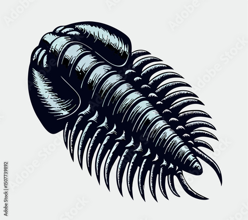 Detailed Trilobite Illustration: Extinct Arthropod