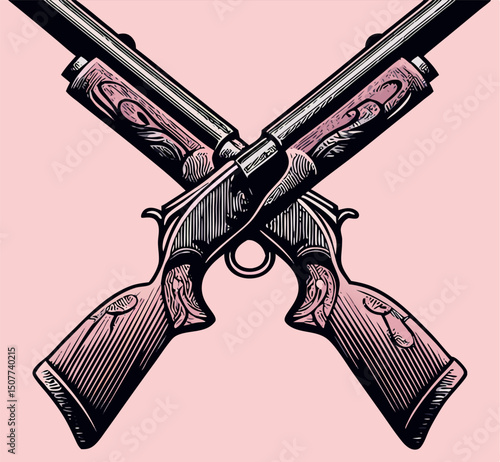 Crossed Shotguns: Vintage Hunting Weapon Graphic