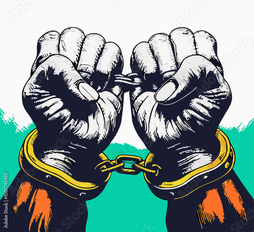 Handcuffed Hands Illustration: Justice, Freedom, Captivity