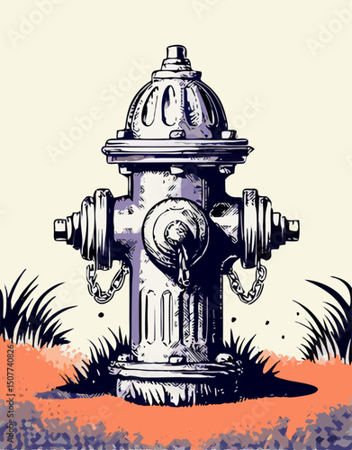 Hand-drawn Illustration of a Fire Hydrant
