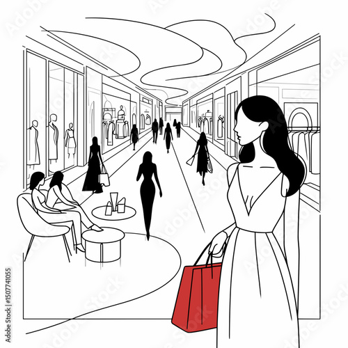 Woman shopping in modern mall