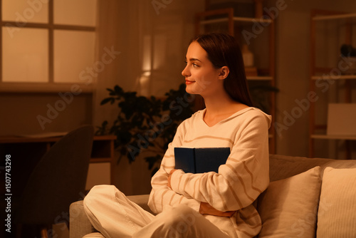 Young woman relaxing on sof...