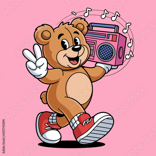 Happy Bear with Boombox