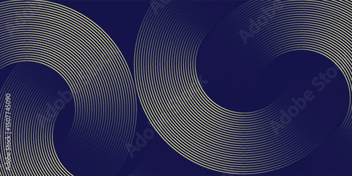 abstract blue gold stripe line, geometric circle texture background, futuristic technology, retro styled concept