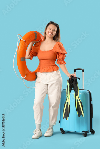 Young woman with ring buoy ...