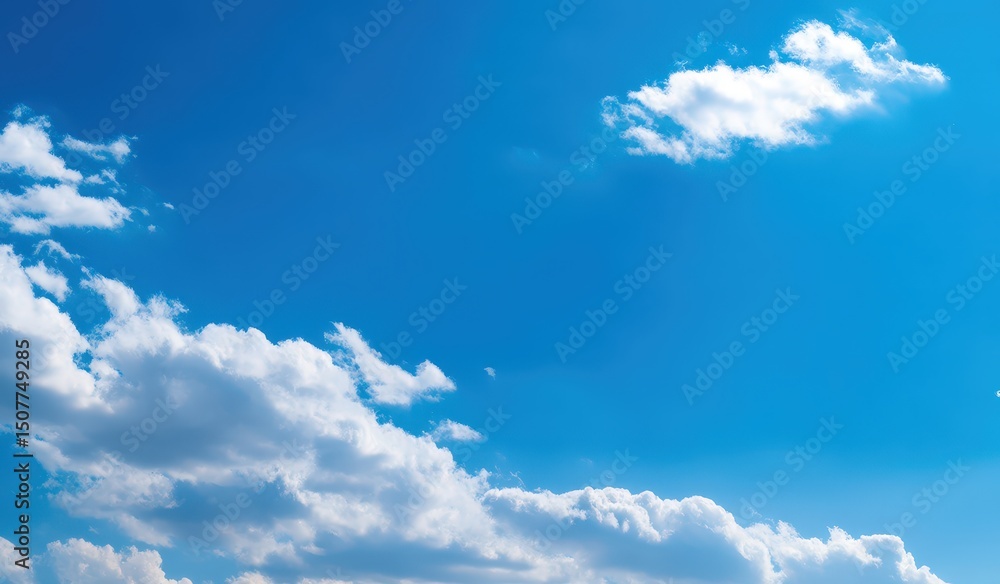 Obraz premium Beautiful Blue Sky With Fluffy Clouds