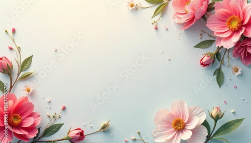 Subtle repeating floral motif on light surface , spring, floral