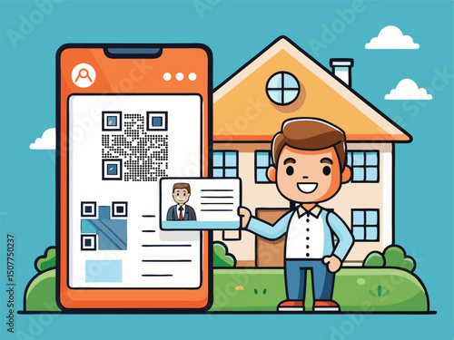 QR Code House ID Mobile App Man