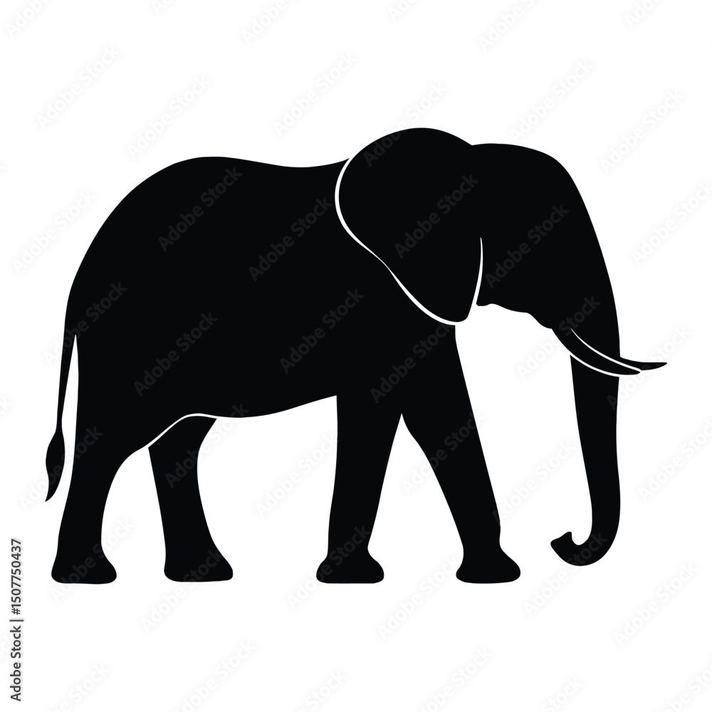 Fototapeta premium Elephant silhouette vector illustration on white background