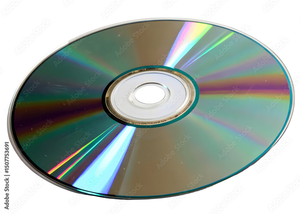 Compact disc with iridescent surface isolated on transparent background Compact disc with iridescent surface isolated on transparent background