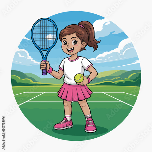 Girl on Tennis Court
