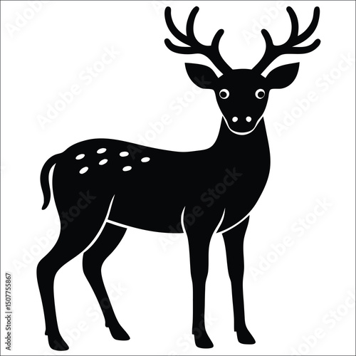 Majestic Deer Silhouette Elegant Black and White Illustration