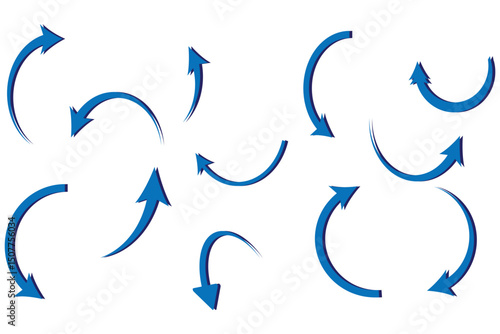 set of curve arrows icon . Set of curved arrows in various directions for design and navigation concepts. eps 10.