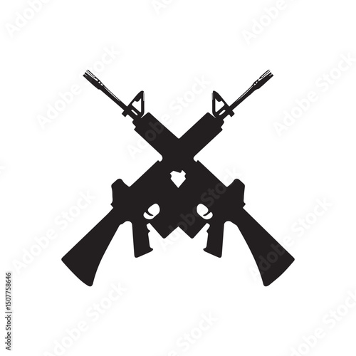 Crossed rifles vector design military assault weapon firearms icon silhouette