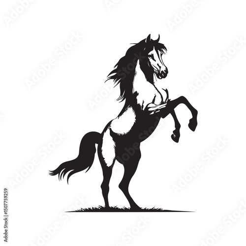 Horse rearing silhouette vector illustration equine animal design