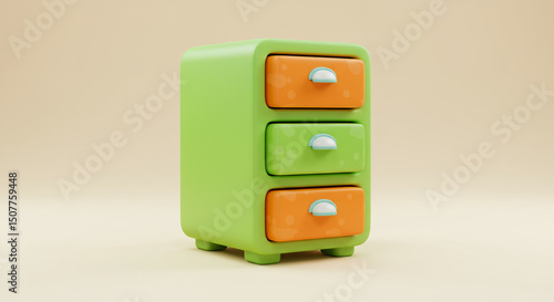 3d illustration of a colorful filing cabinet
