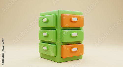 Colorful toy chest of drawers on a beige background