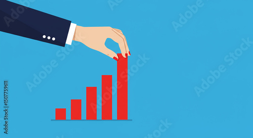businesswoman building a growing bar graph