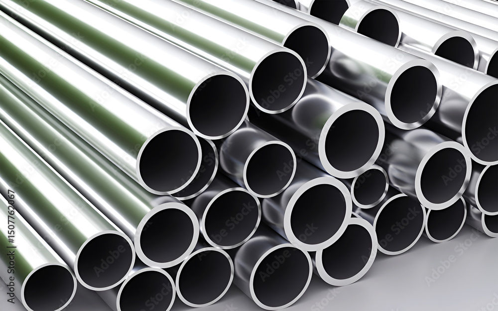 Stack of Polished Stainless Steel Pipes Stack of Polished Stainless Steel Pipes