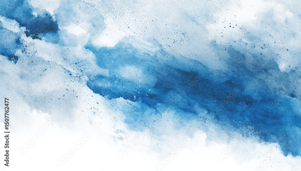 Fototapeta premium Abstract Painting In Shades Of Blue And White