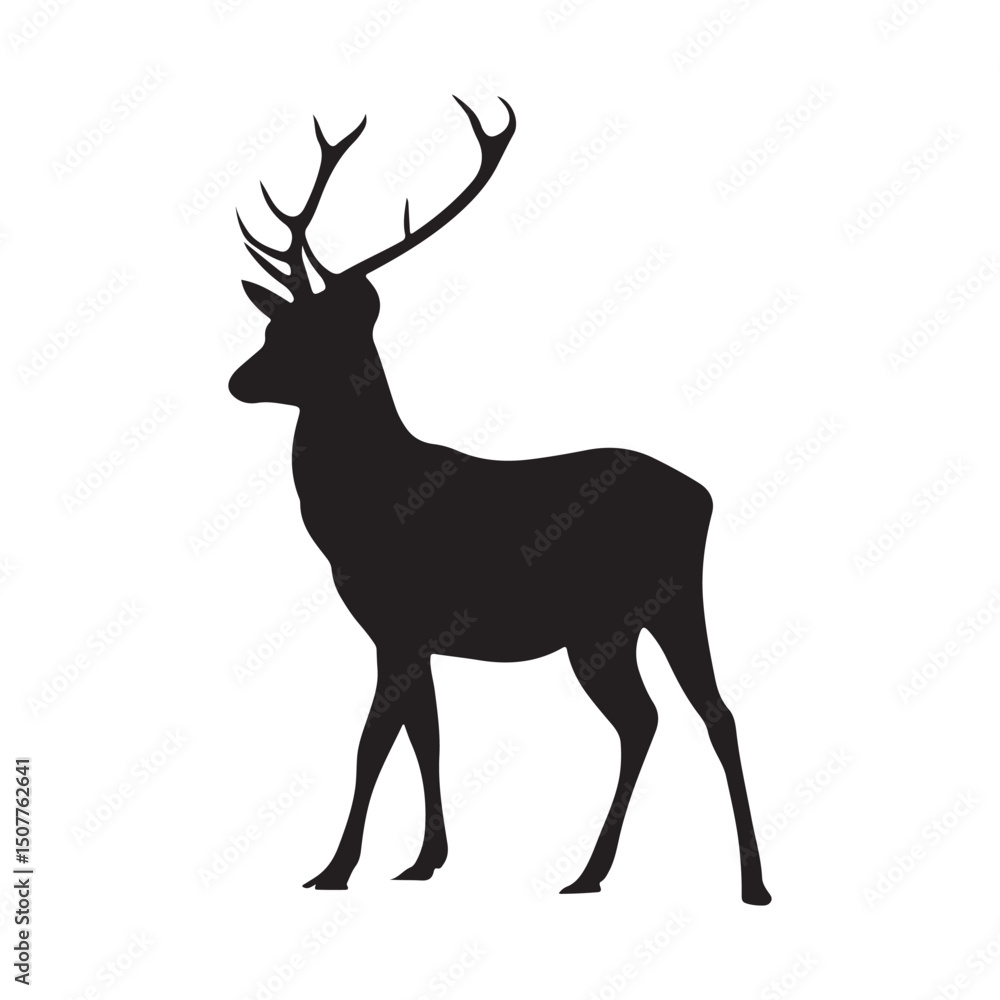 Obraz premium Black deer silhouette vector illustration wildlife animal design