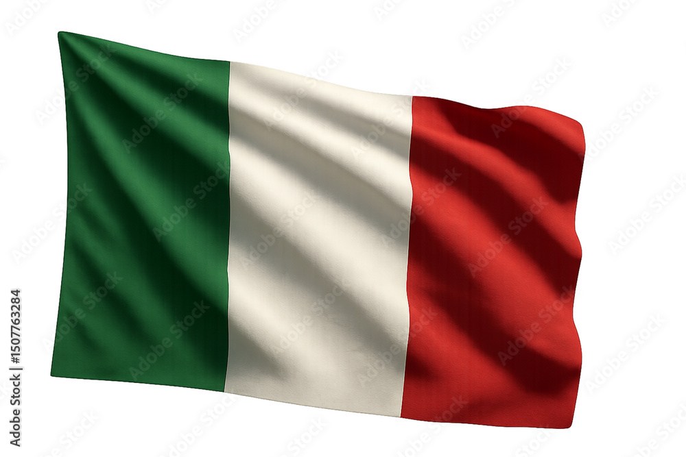 Obraz premium Waving Italian Flag with Wind Effect – Republic Day Italy 2025 – Transparent Background