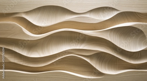 Wood panel with flowing, sculpted waves