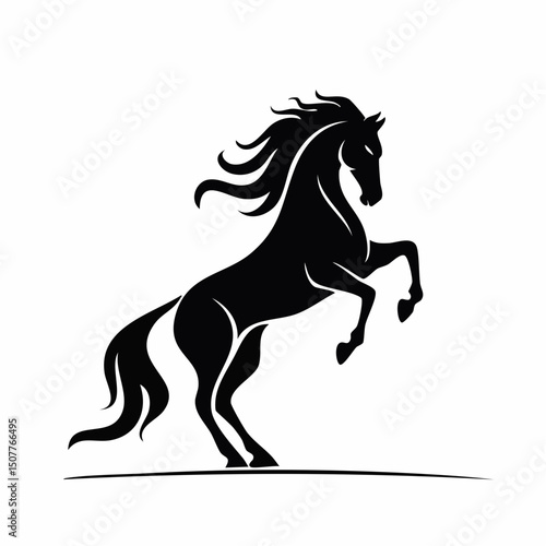 A high-impact vector silhouette of a bronco rearing and kicking, with bold shape and strong movement.