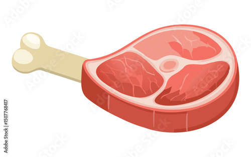 piece of meat on bone ingredients - vector illustration