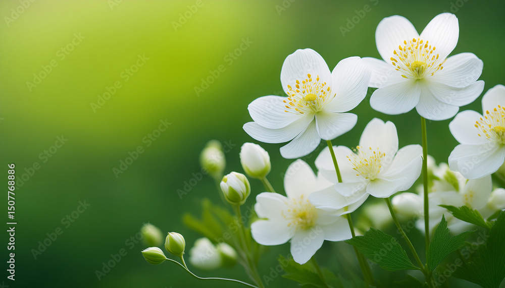Fototapeta premium white flowers against a green background